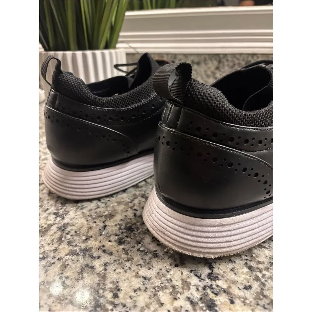 Bruno Marc Men's Black Wingtip Derby with White Sole
